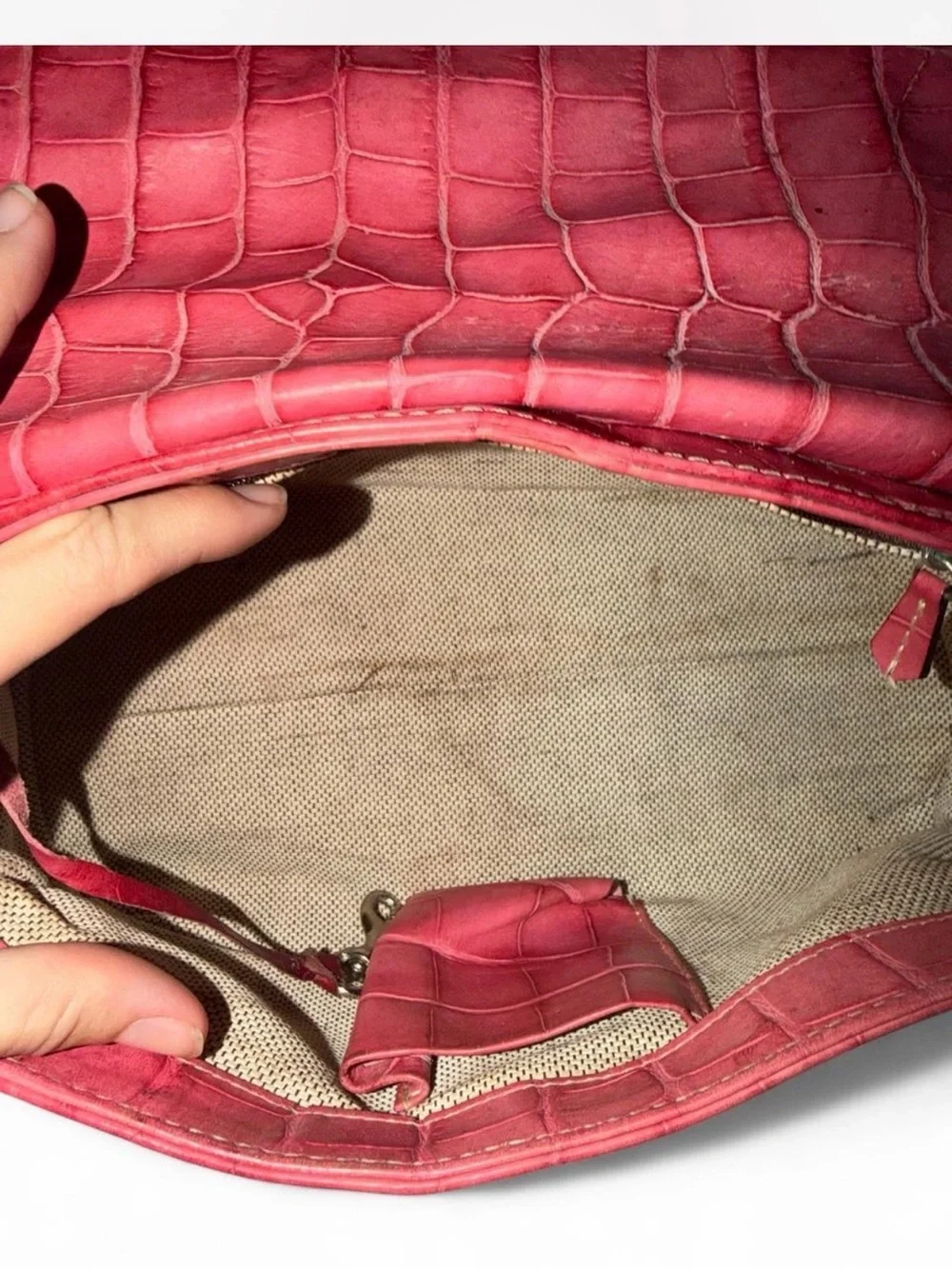 Dooney & Bourke Pink Croc-Embossed Leather Shoulder Bag